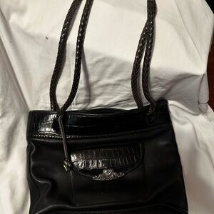BRIGHTON Black Leather Tote Handbag